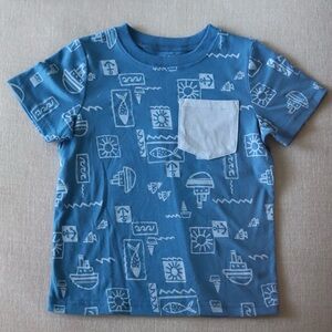 Blue Graphic Kids T-Shirt with Pocket